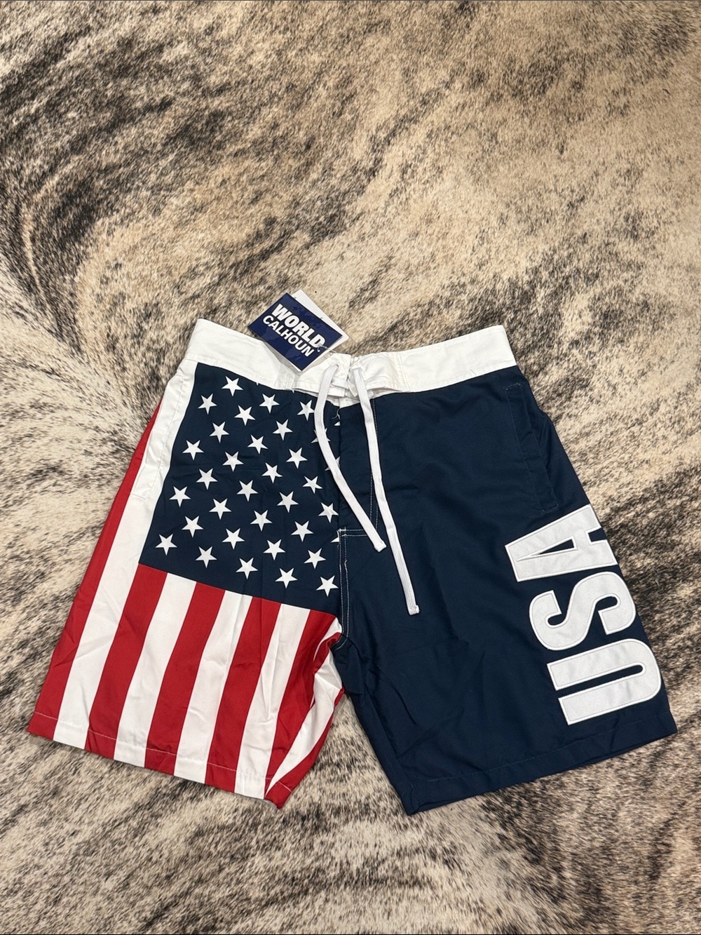 World Calhoun American Flag Swim Trunks